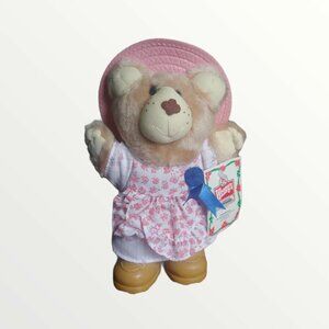 Vintage Furskins Hattie Bear Mini Toy Doll Wendy's 7.5" Floral Cottagecore 1986